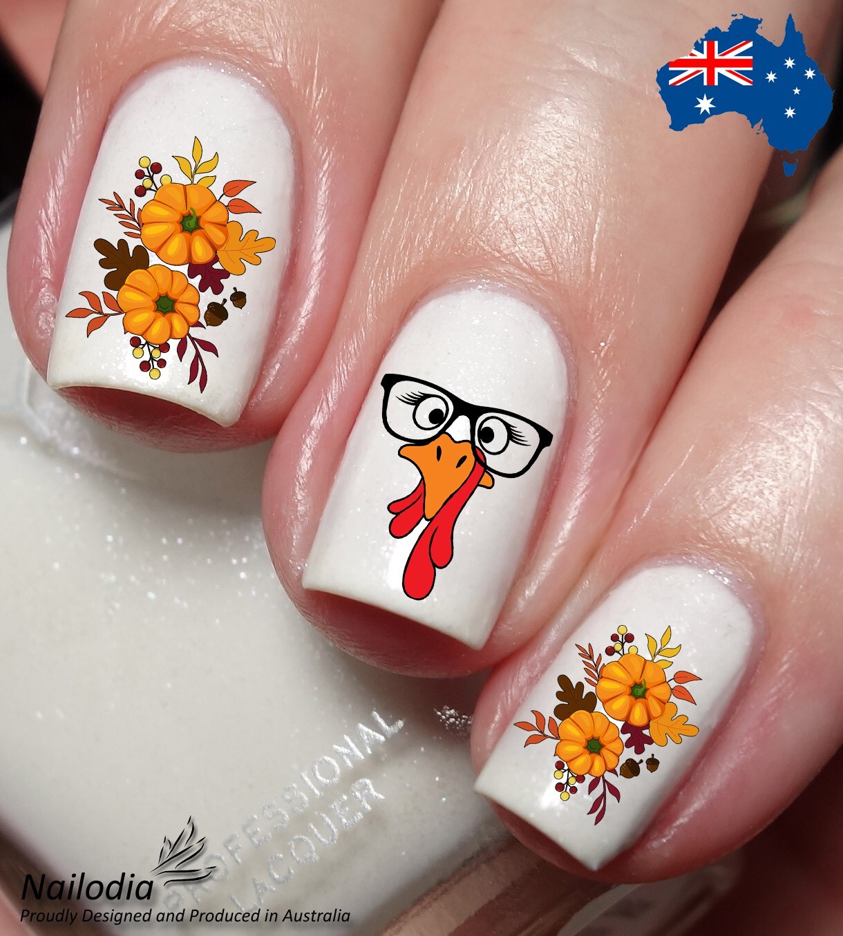 Thanksgiving Turkey Nail Art Decal Sticker Water Transfer Slider