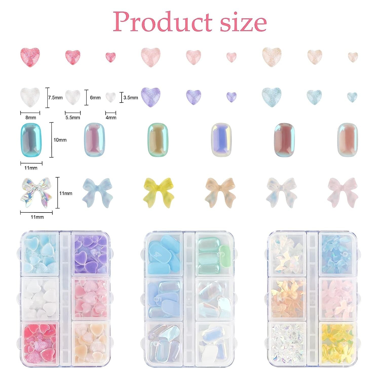 200+ PCS Nail Art Rhinestone Kit, Multi-Shape Nail Rhinestones, Butterfly Drill