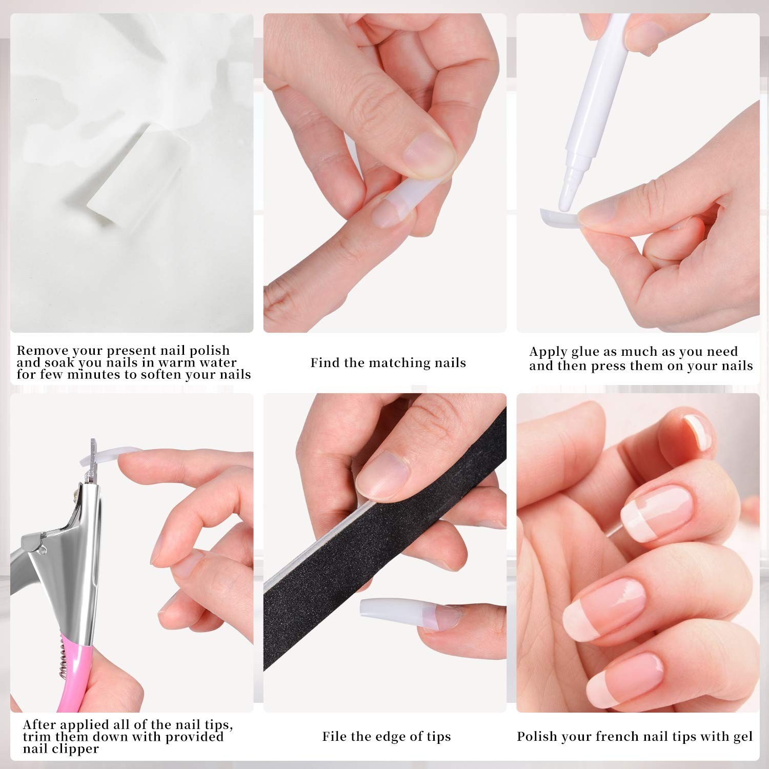 Matte Finish Acrylic Nail Tips with Clipper and Storage for Easy Organization
