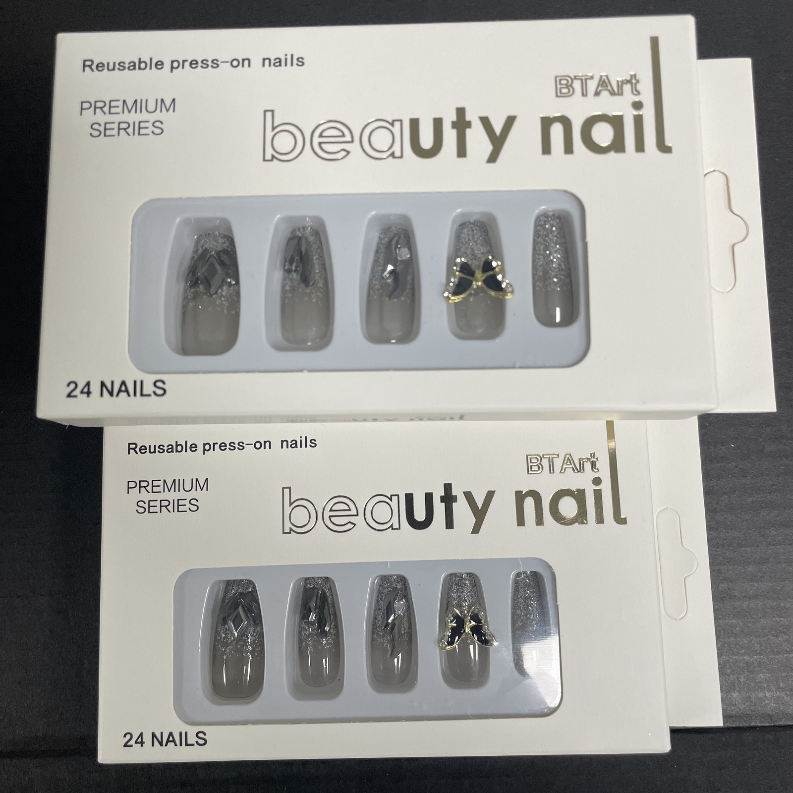 24 Pcs/set Wearable Pink Press on Fake Nails Tips with Glue False Nails Design