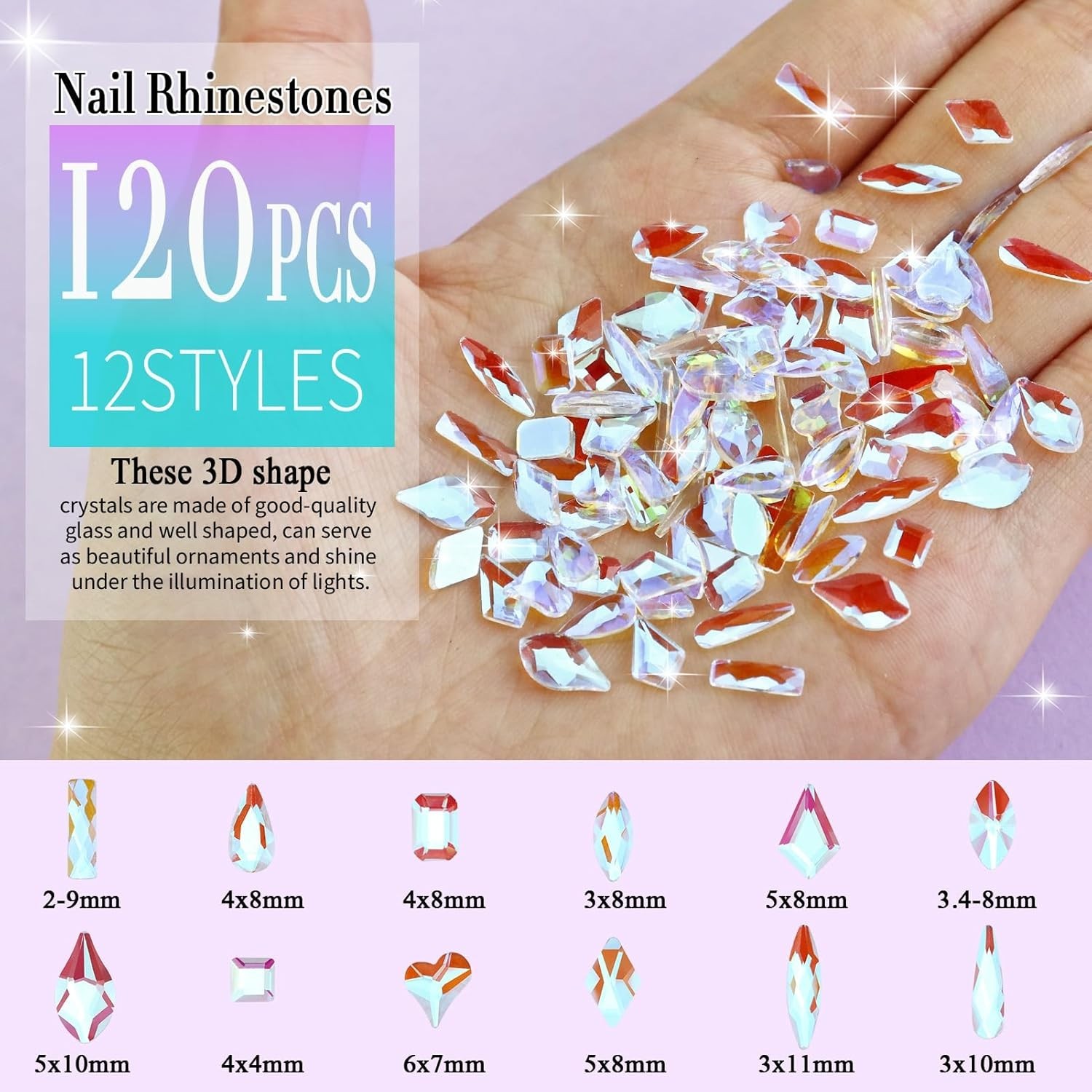 3200PCS Nail Art Rhinestones, Crystal Clear Flatback Rhinestones for Nails, Craf