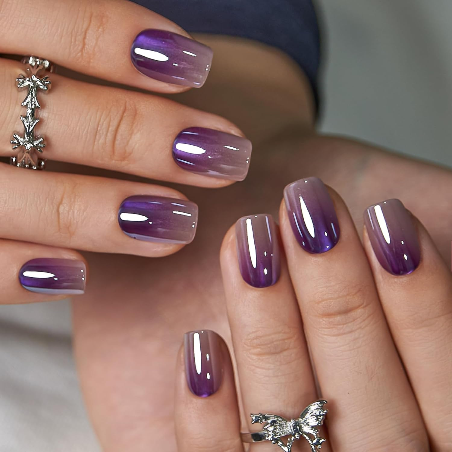 Press on Nails Short Square Acrylic Fake Nails with Apricot Design Full Cover Fa