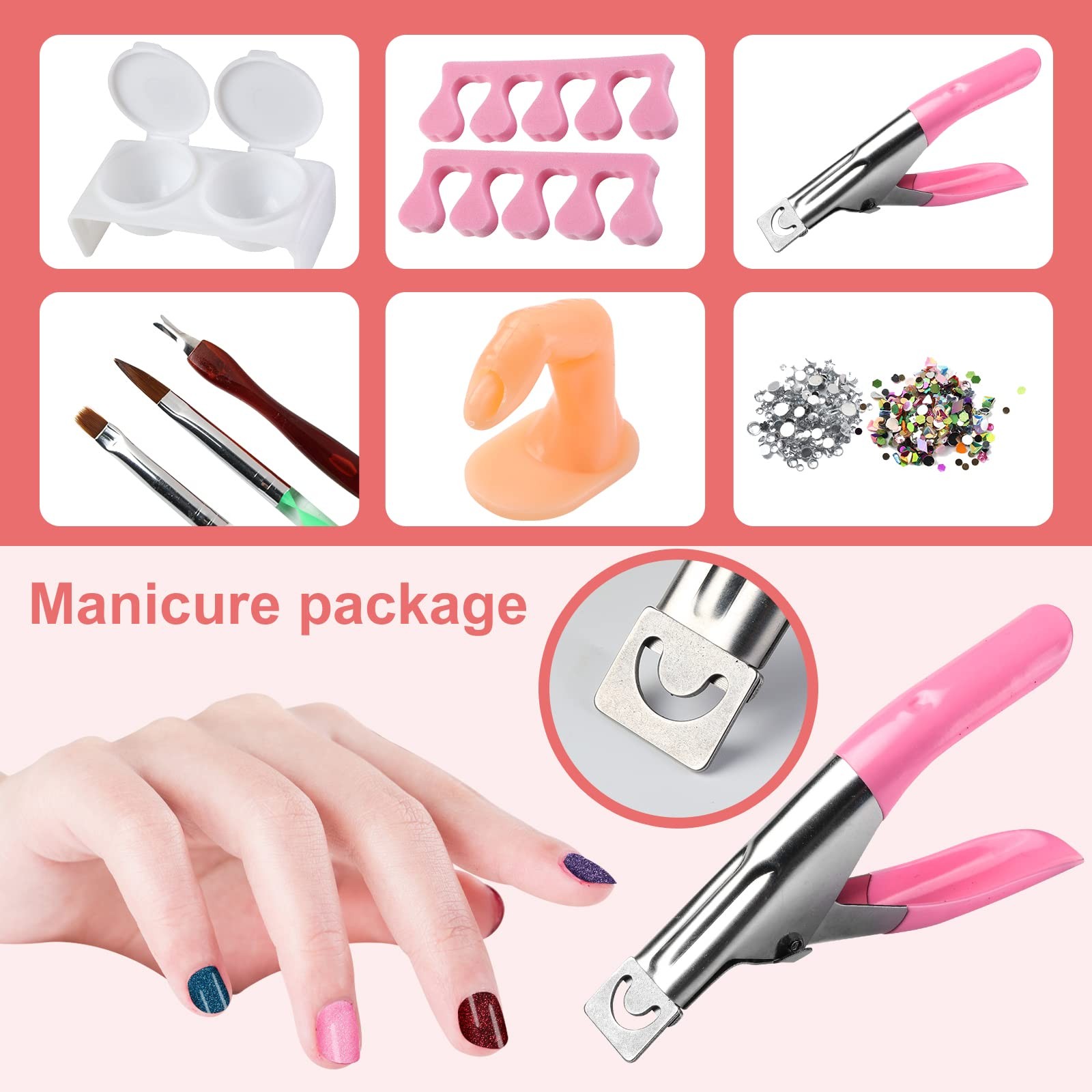 Nail Kit Set Professional Acrylic with Everything, 12 Glitter Acrylic Powder,…