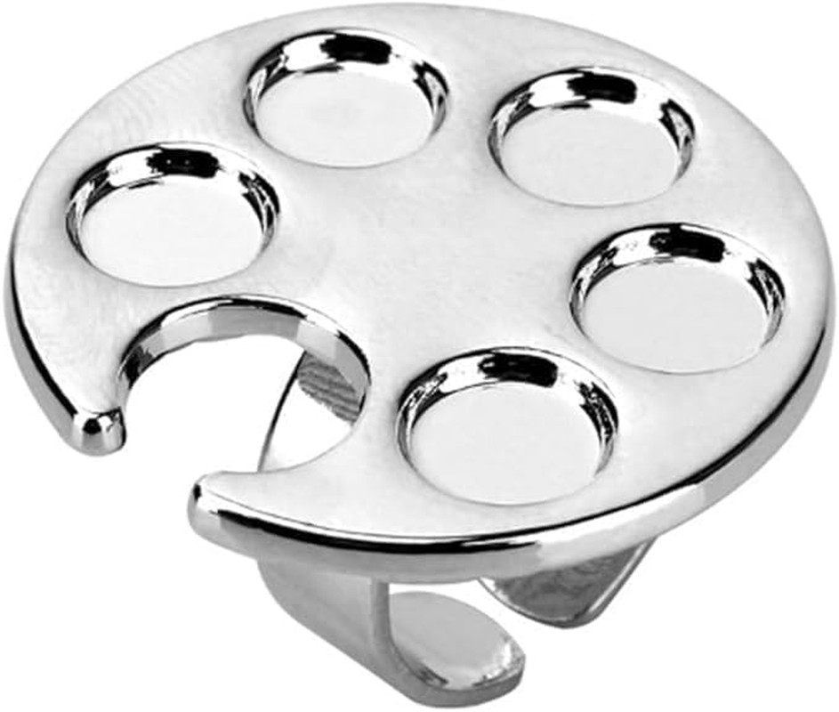 Silver Metal Mini Manicure Palette, Paint Palette Finger Rings, Wearable Metal N
