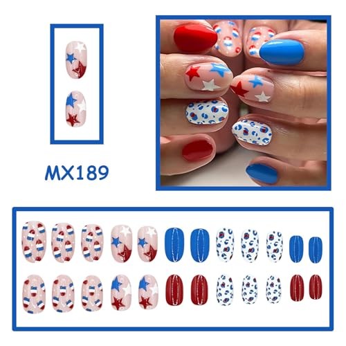Independence Day Styl 41 – Red, Blue, White Almond Press on Nails