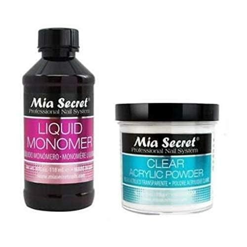 MIA SECRET 4oz Liquid Monomer + Clear 4 Ounce (Pack of 2), Powder