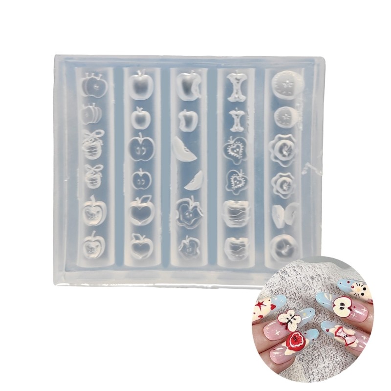 Flexible Fruit Shaped Nail Art Mould Reusable Silicone Tool for Enthusiasts