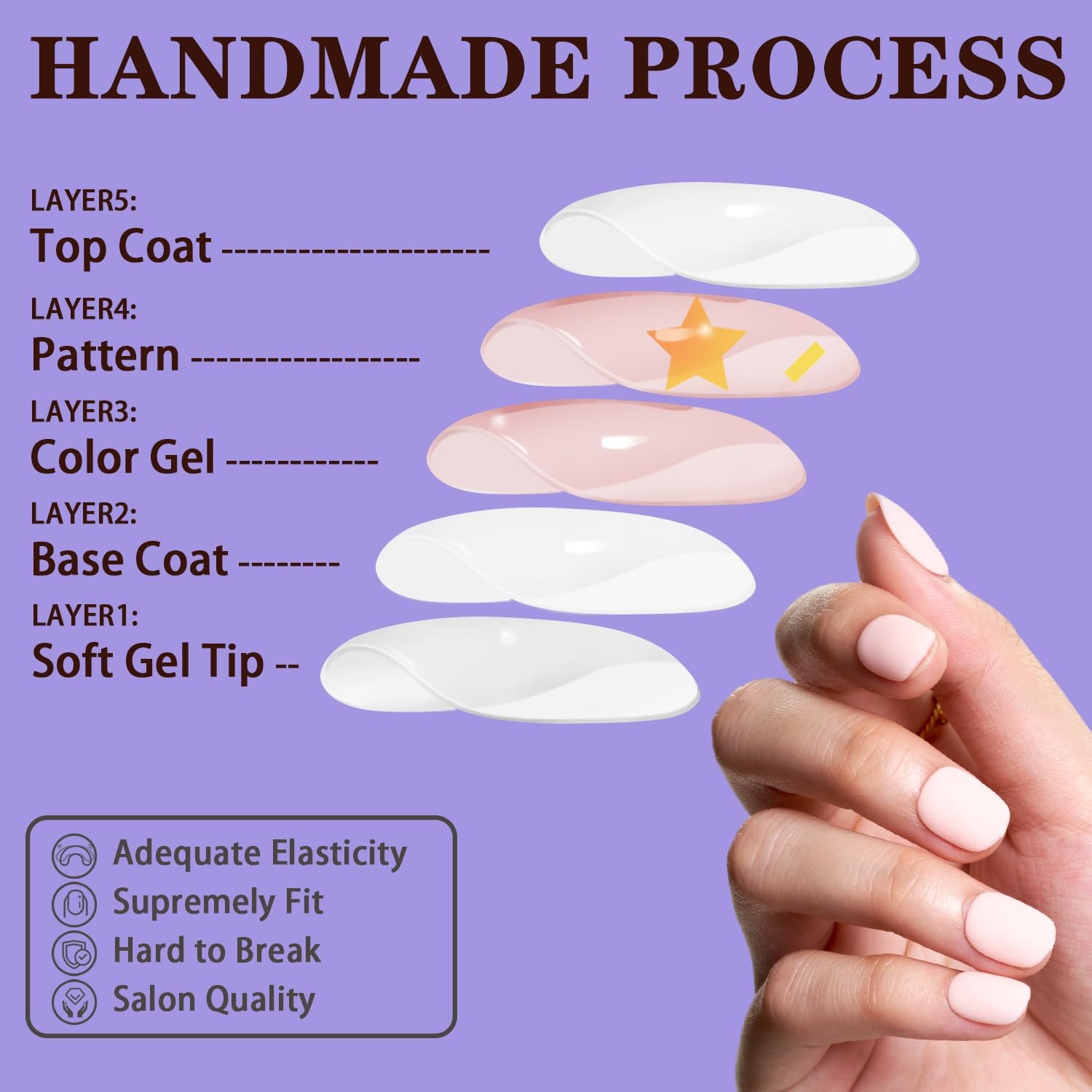 Gel Press on Nails Short,Pink Matte Medium Squoval Fake Nails Non-breakable a…