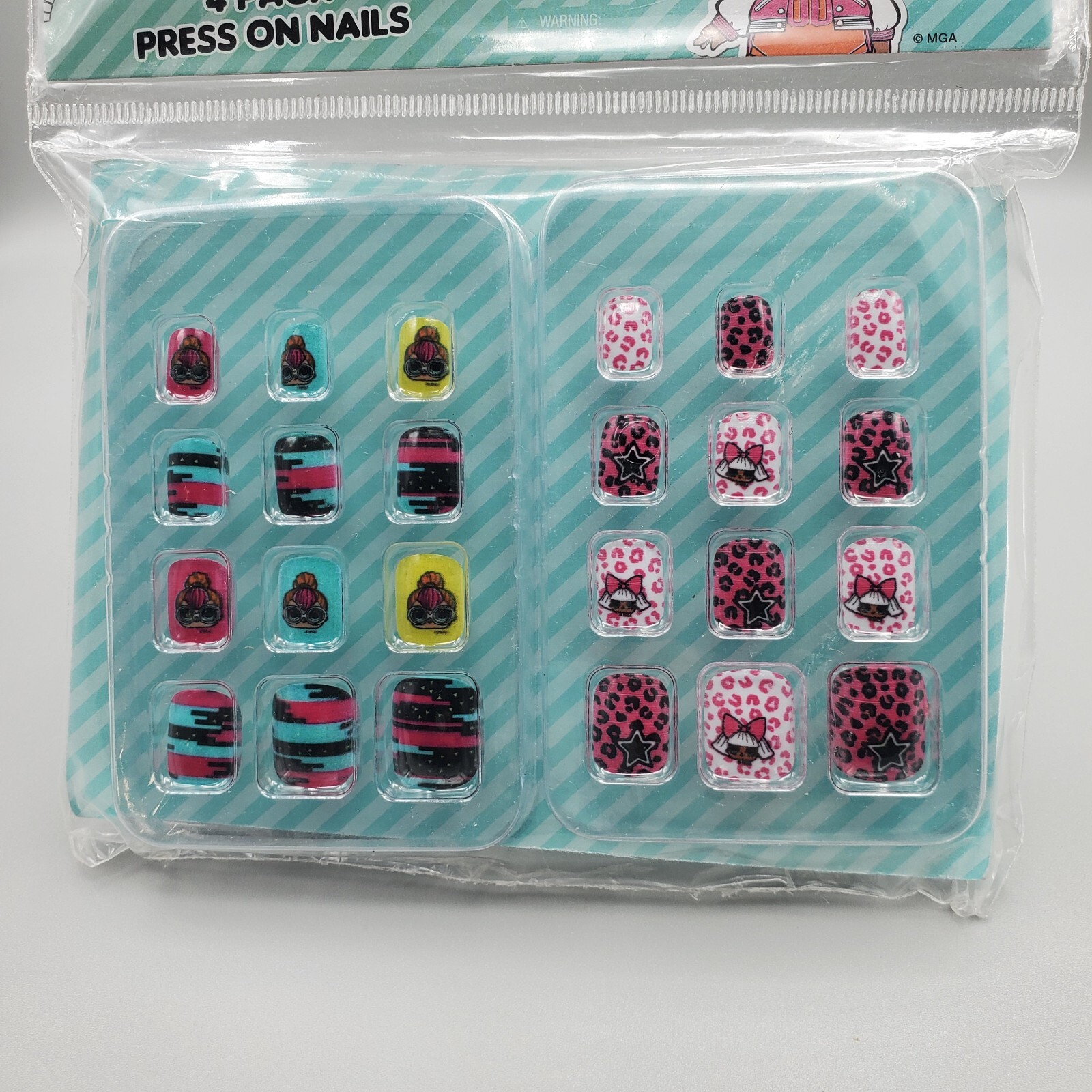 L.O.L. Suprise Nail Art Press On Kids Pink Red 4 Pack