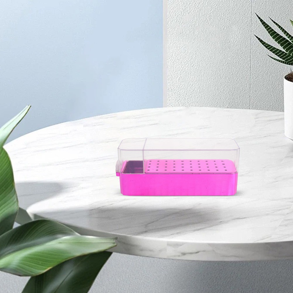 Rosy Nail Drill Bit Storage Case with Clear Lid and Compact Space Saving Design