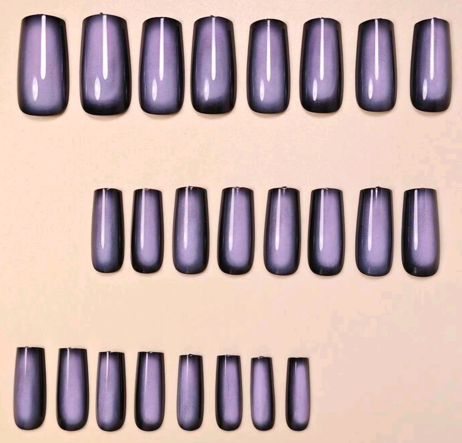 Press-On Nails Purple French Styled Ombre Medium/Long Coffin Shaped