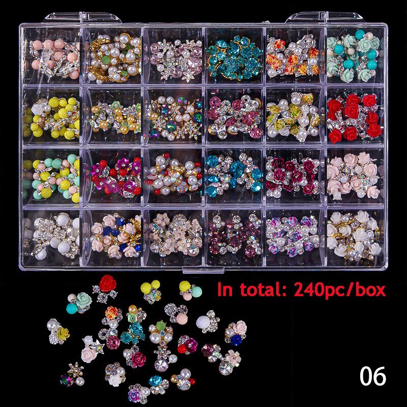 Nail Art Rhinestones Kit 3D Alloy Gems Crystal Nail Art Decorations Diamonds DIY