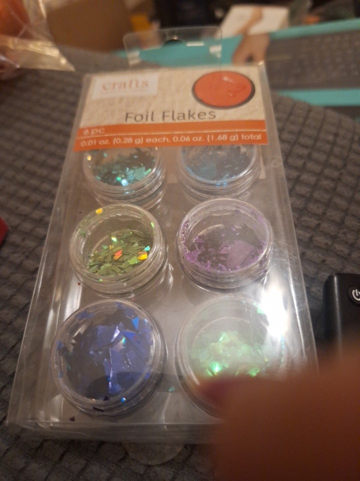 Foil Flakes Blue Green Purple 6 Pack Jars Nail Art Crafts Iridescent Shiny #31