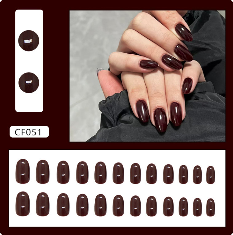 Red Polka Dot French Press On Nails Short Almond Fake Nails Reusable Nail Tips