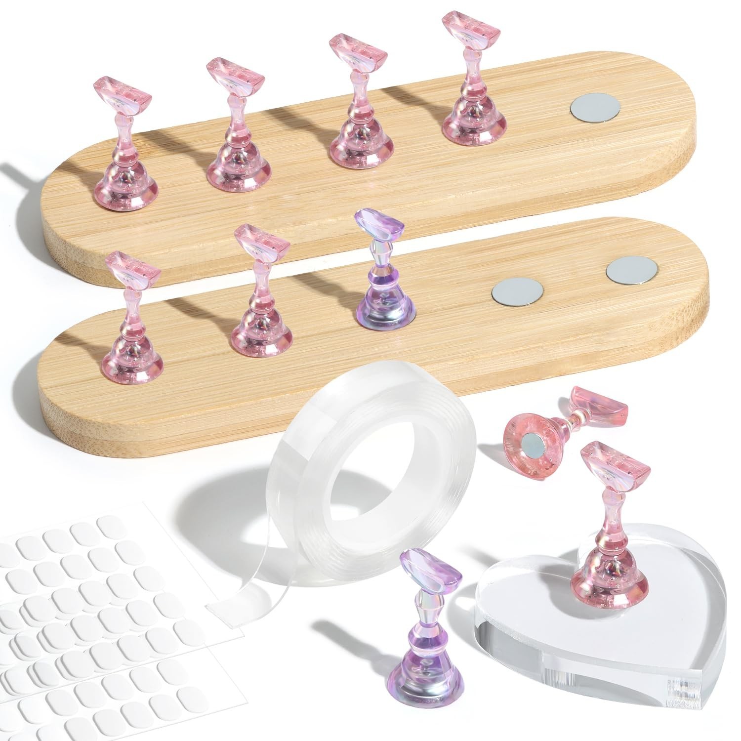 Nail Stand Set, Magnetic Press On Nails Holders Wider & Heart Display Base St…