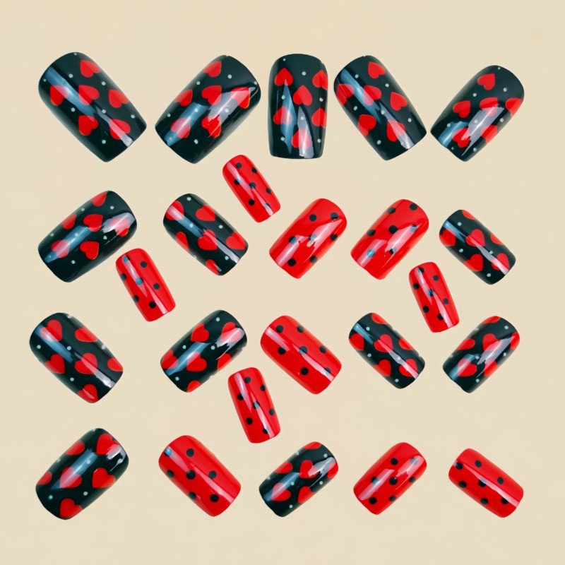 48 Pcs of Valentine’s Day Love Style Medium To Long European Square Nail Patches