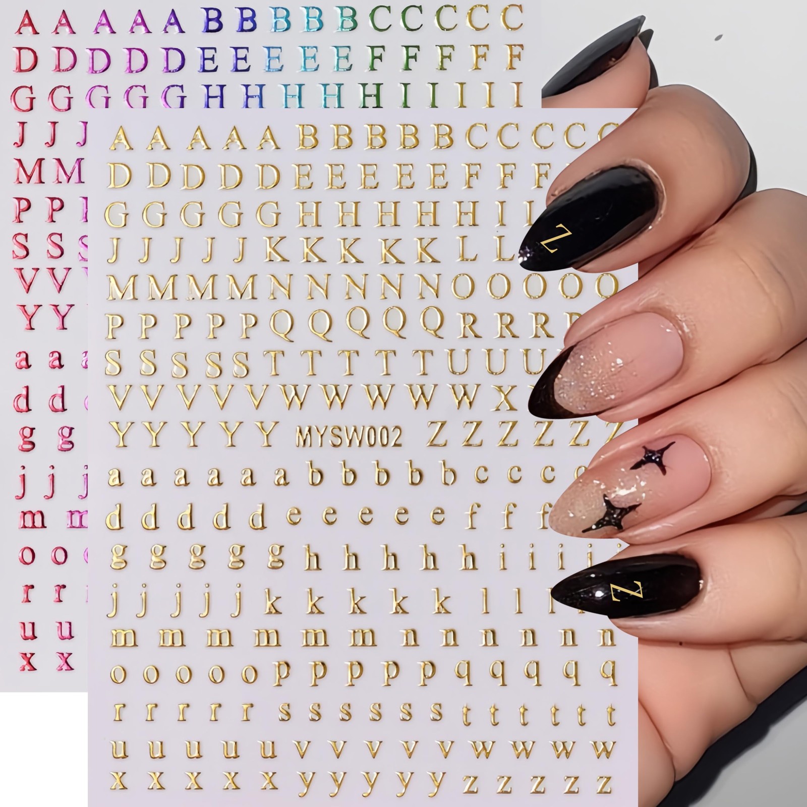 Letters Nail Art Stickers English Alphabet Nail Decals Self-Adhesive Decoration