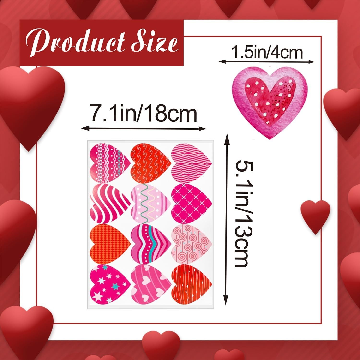 232 Pcs Valentines Day Stickers, Valentines Day Colorful Heart Stickers, Hear…