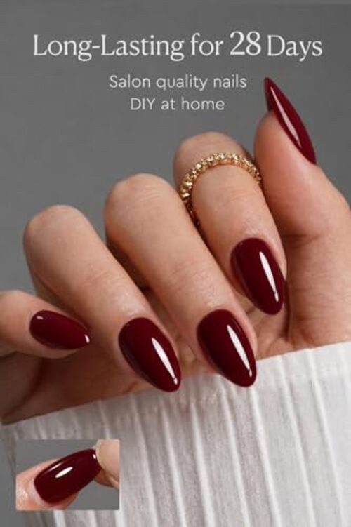 Press On Nails – Short Almond Soft Gel False Nails – Glossy Finish – Reusable