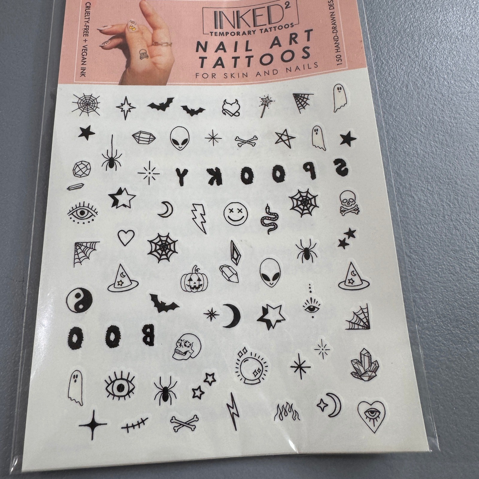 Inked2 Nail Art Tattoos Women OS Black New Spooky Gothic Halloween 150 Designs