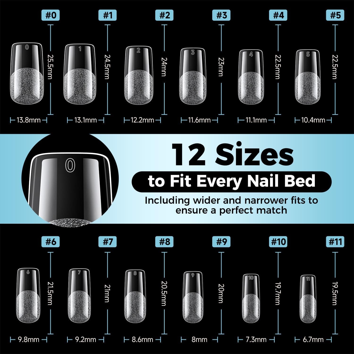 Luckyfairy Medium Square Nail Tips, 360pcs Soft Pre-Shaped Acrylic Fake Nails…