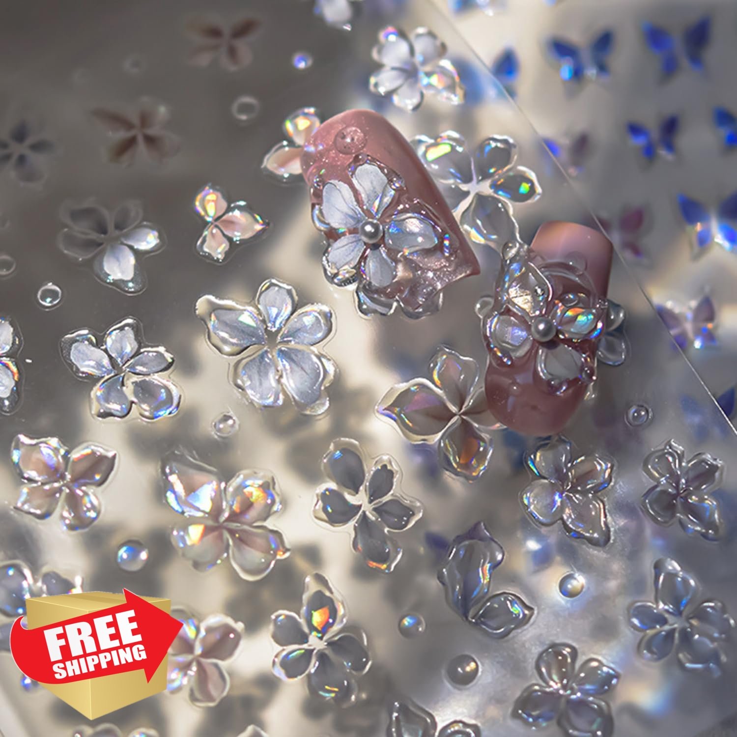 Sutaozhi 5D Embossed Flower Nail Stickers