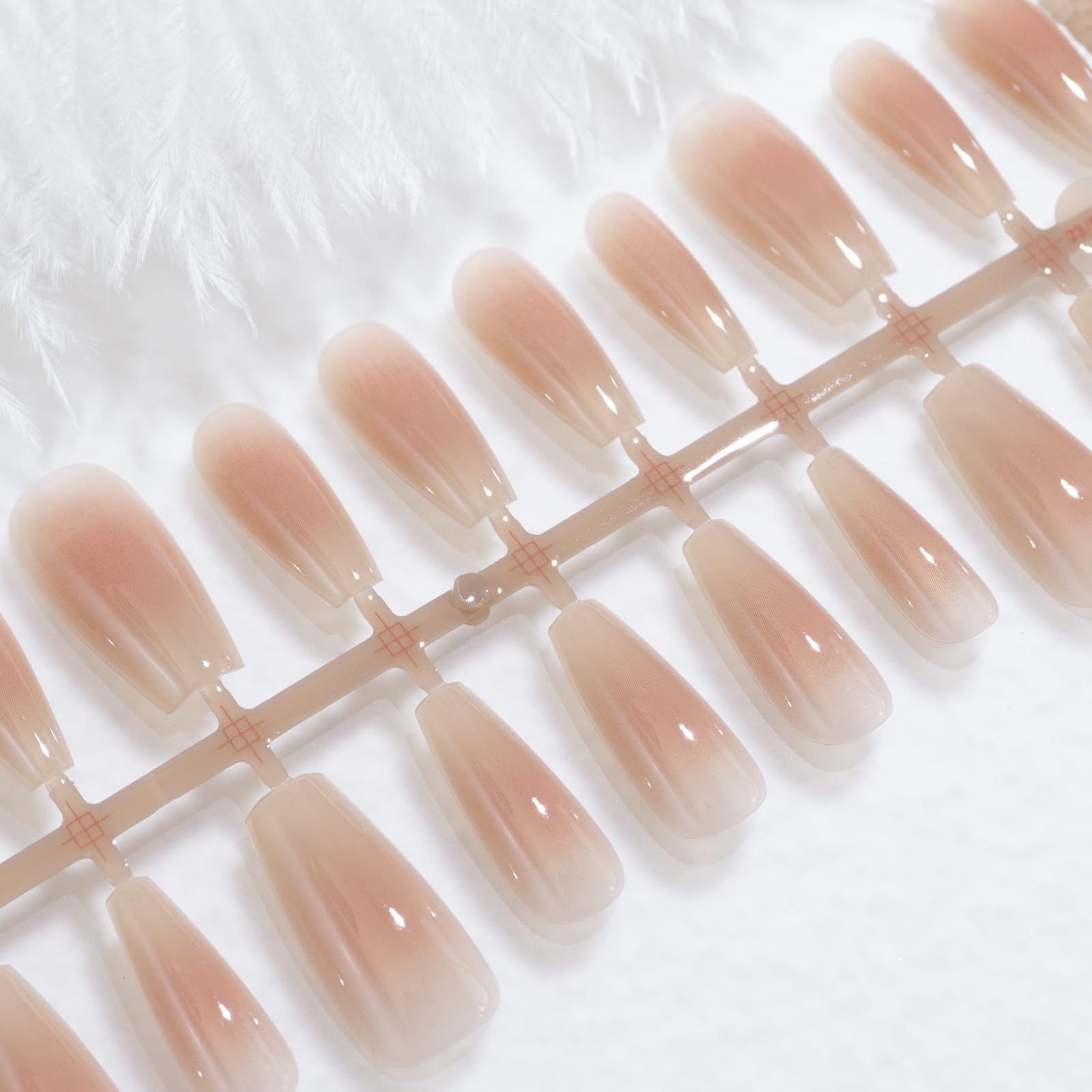 Glossy fake nails – 30 Piece XS S M Sprayed Gel Press on Nails feminine Blush…