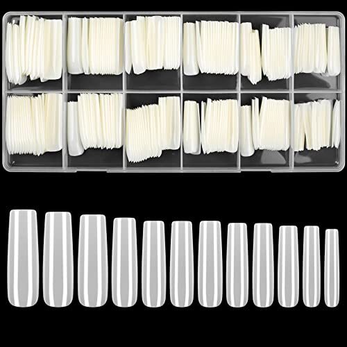 240 Pcs Full Cover Nail Tips, Nail Tips for Acrylic Nails Professional, Natural
