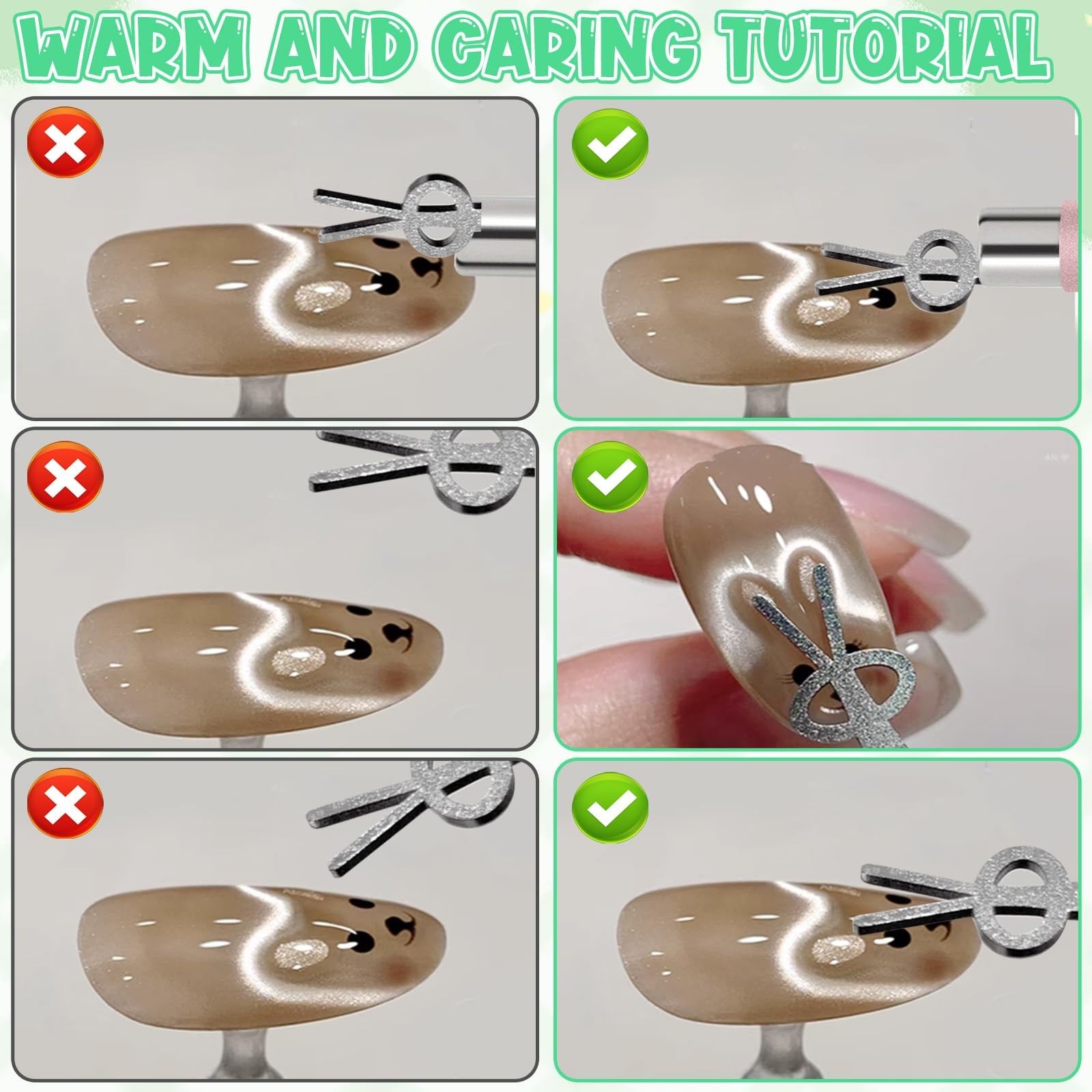 4Pcs Cat Eye Nail Magnet Kit, 3in1 Magnet with DualEnded Pen & 2Pcs Bunny Gui…