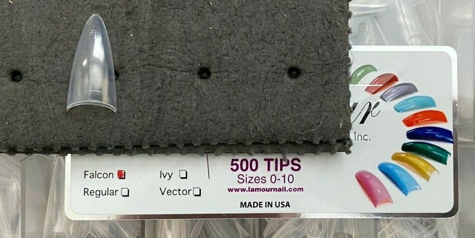 Lamour – CLEAR Nail Tips – Box 500 tips USA- Falcon-Ivy-Vector – Any choose