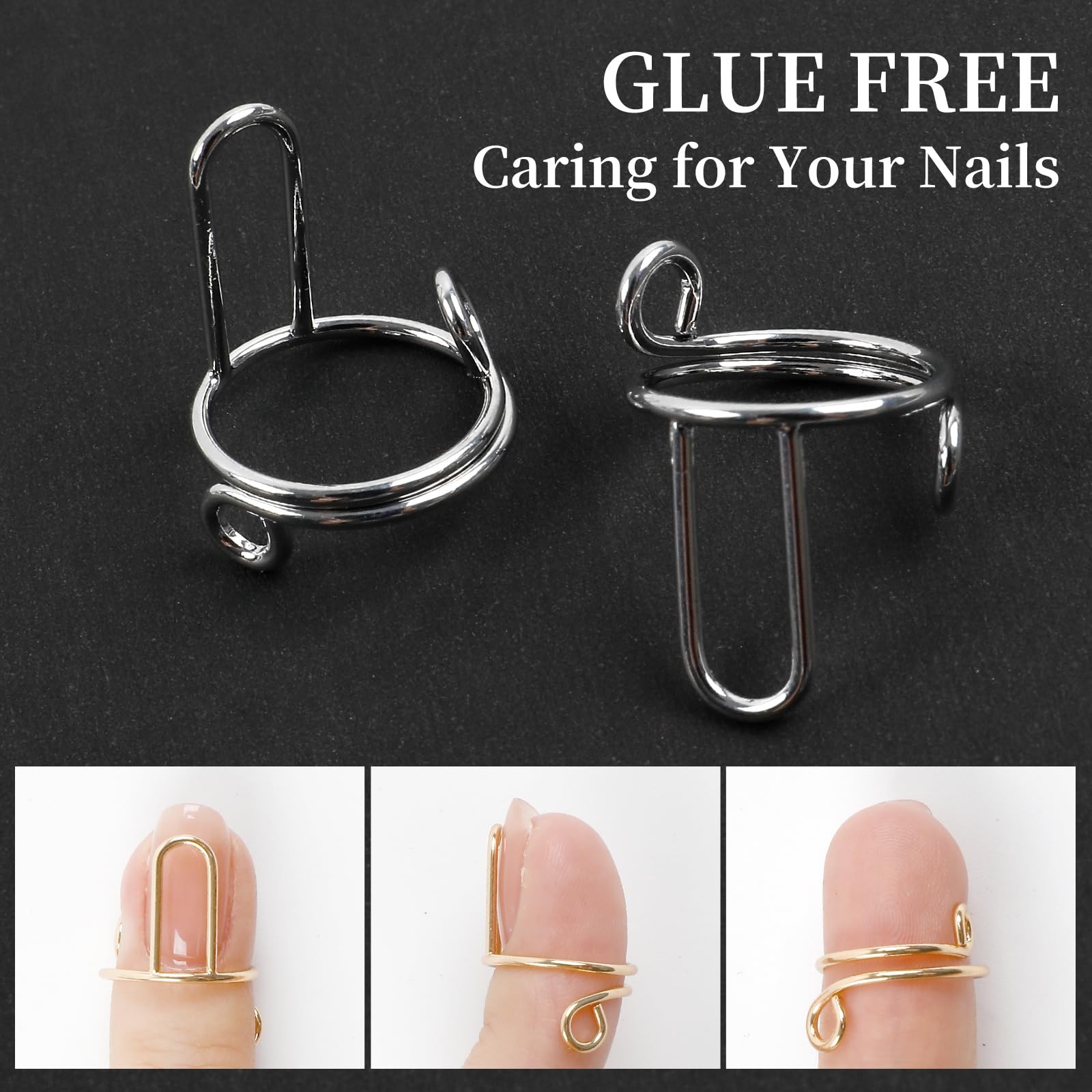 10 Pcs Wudu Nail Rings Adjustable Fingernail Rings Metal Finger Nail Rings