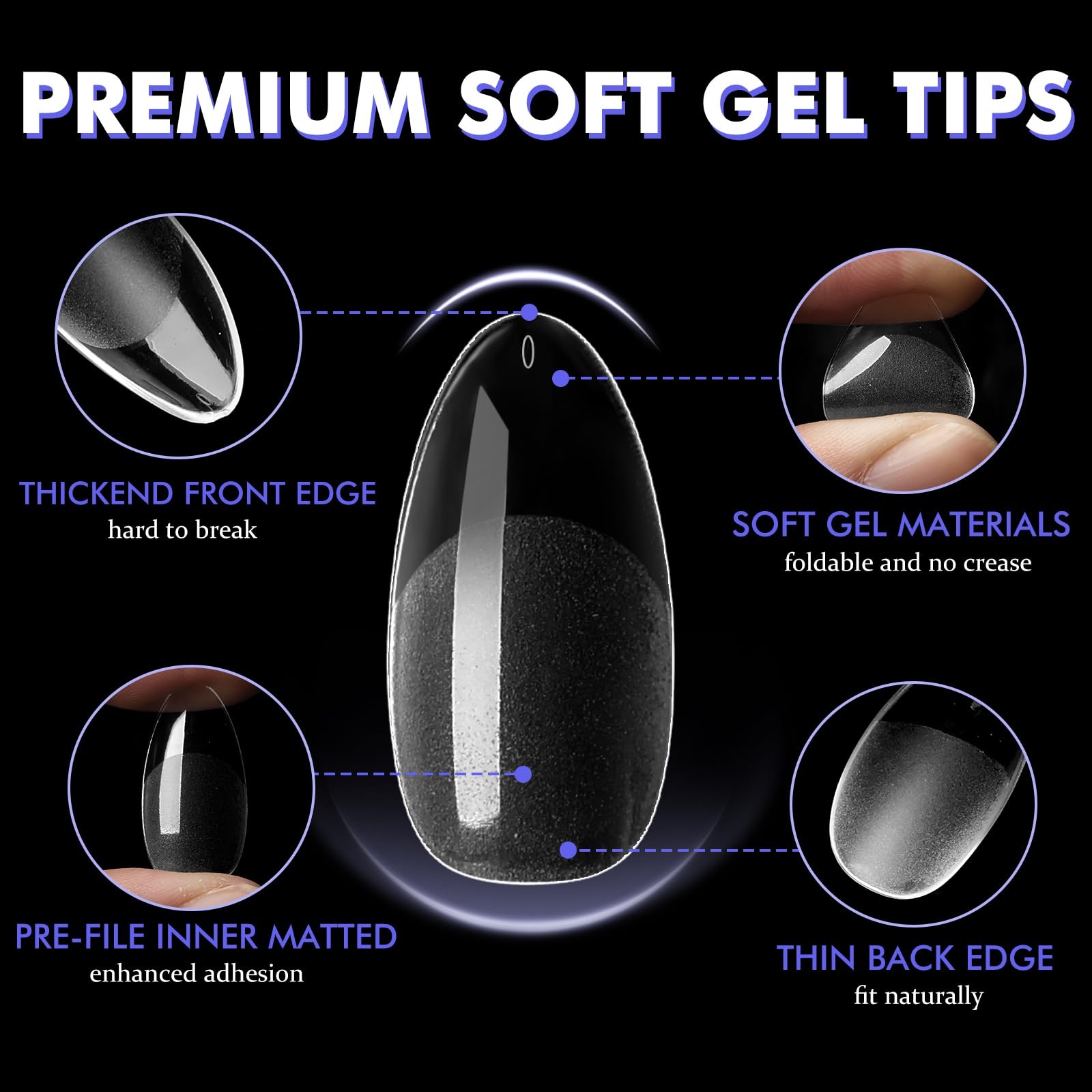 600pcs Medium Oval Nail Tips – 12sizes Full Cover Soft Gel Nails Tips,Medium …