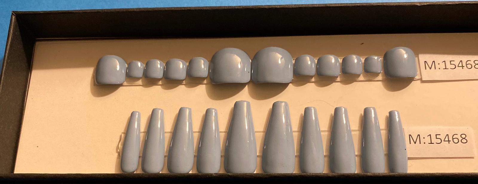 Gray Nail + Custom Box | Ballerina Nail | Medium OR Large