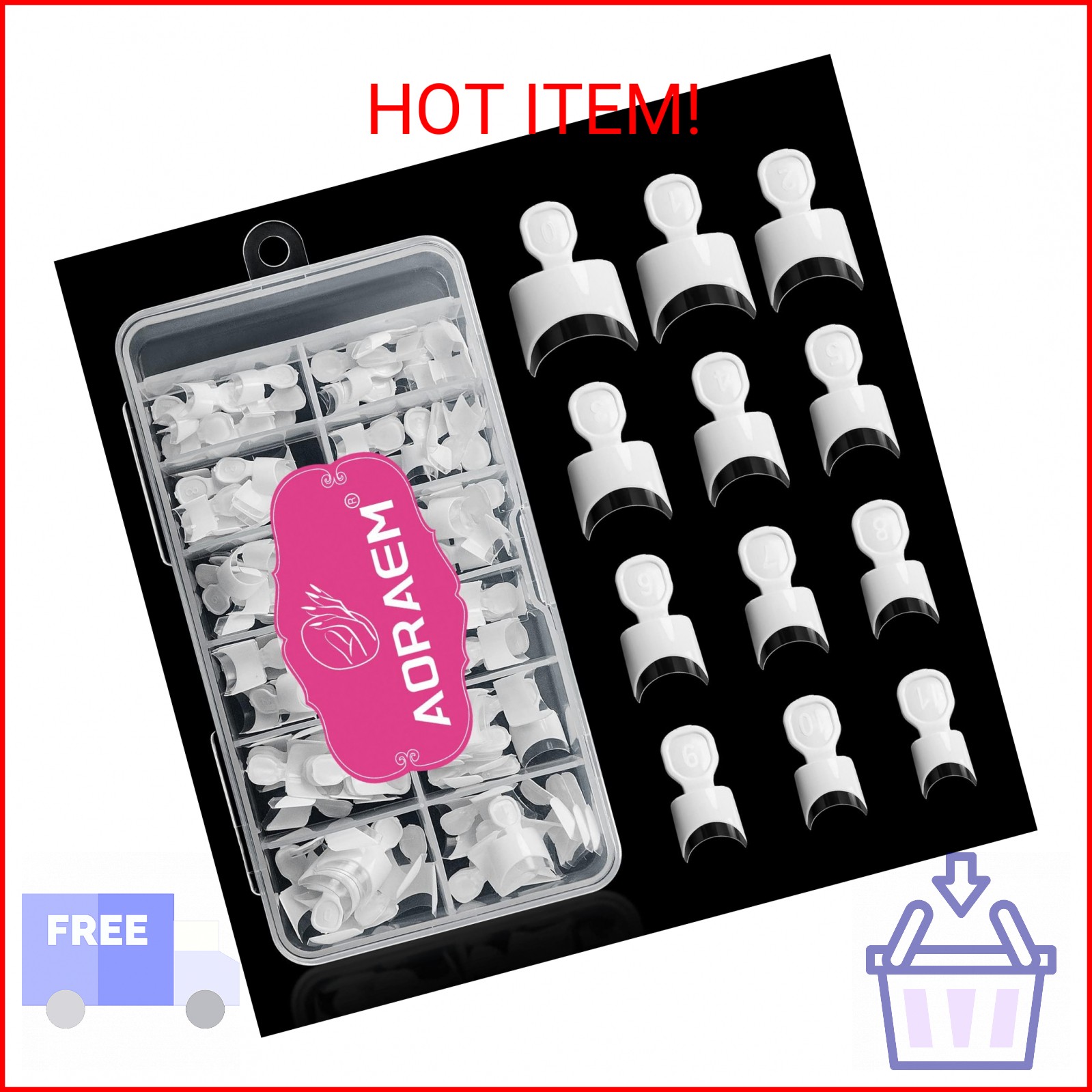 AORAEM 120 PCS Acrylic White Short French Nail Tips
