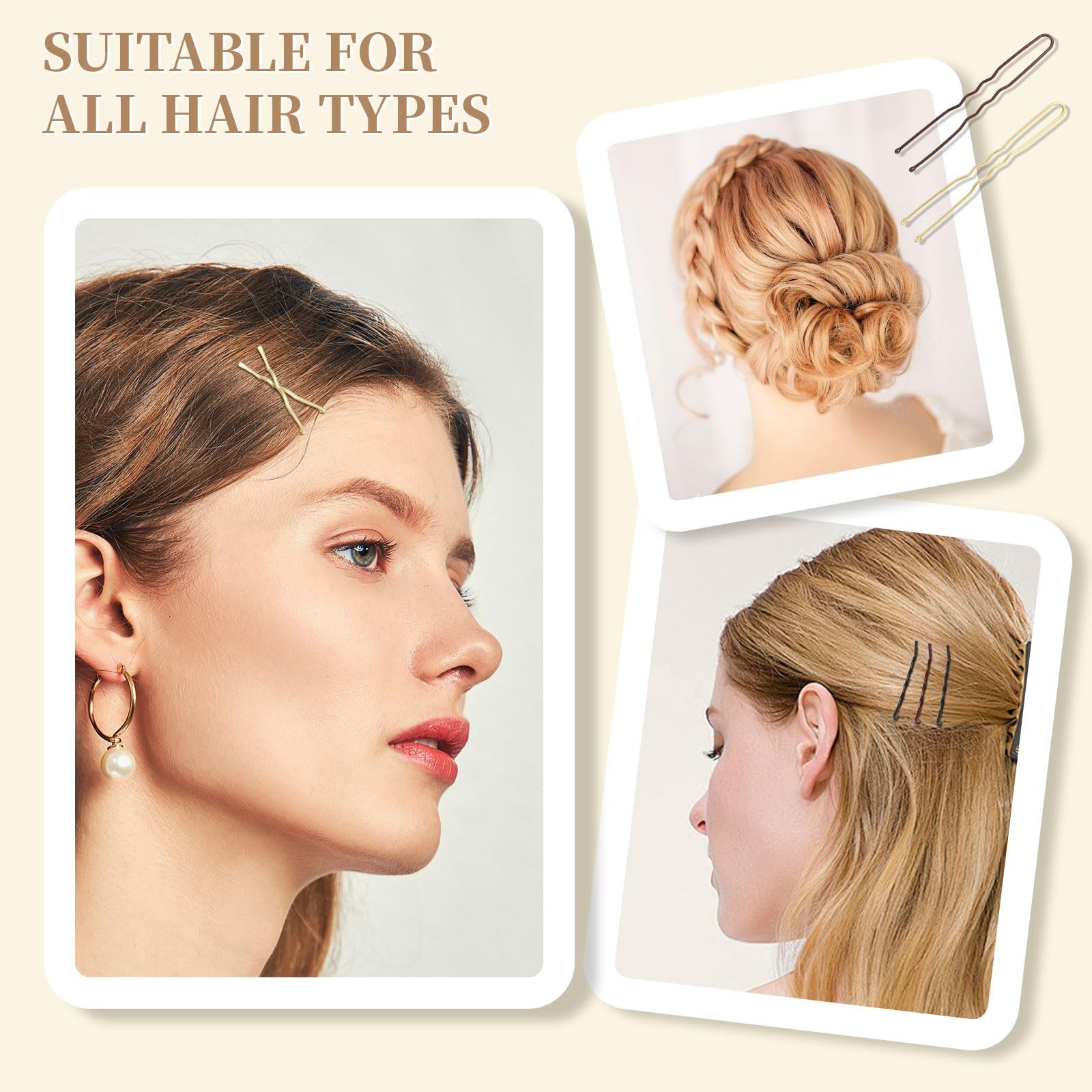 QIUTIMIY 200 Pcs 2.4 Inch U-Shaped Bobby Pins Brown Metal Hair U-2.4in,