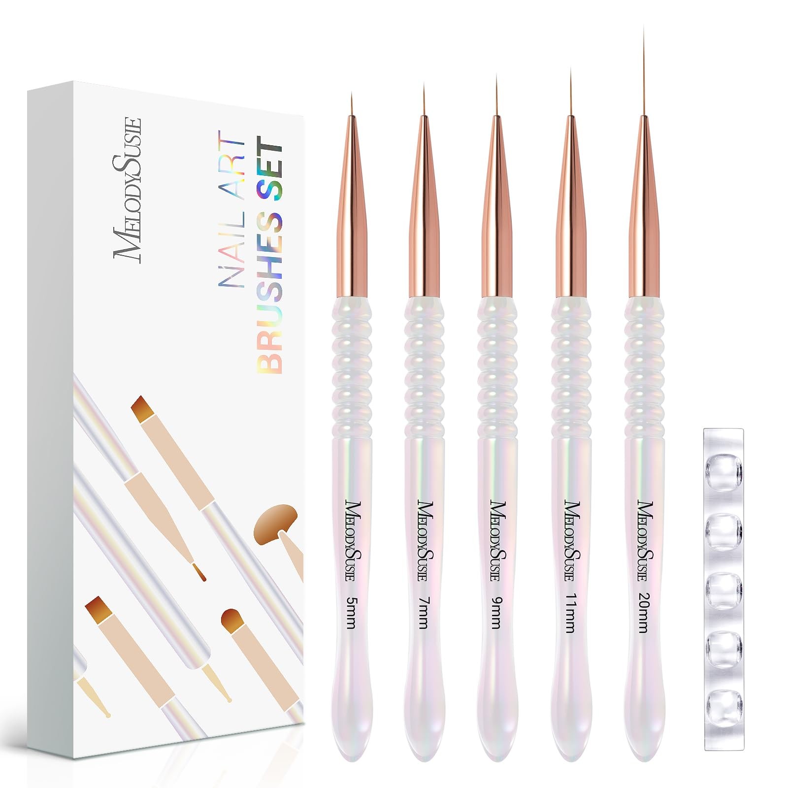 5pcs Nail Art Liner Brushes Set Synthetic Fiber Gel Polish Painting Pen Holder