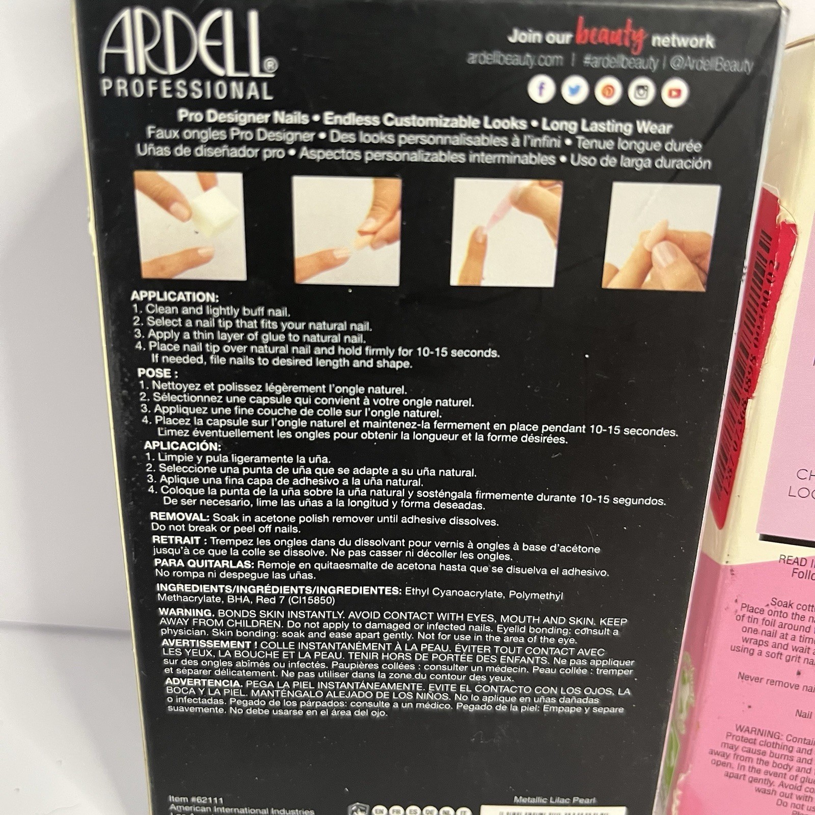Ardell & The Illustrated Nail Press-On Nails Mauve Gold Pink 3D Shiny