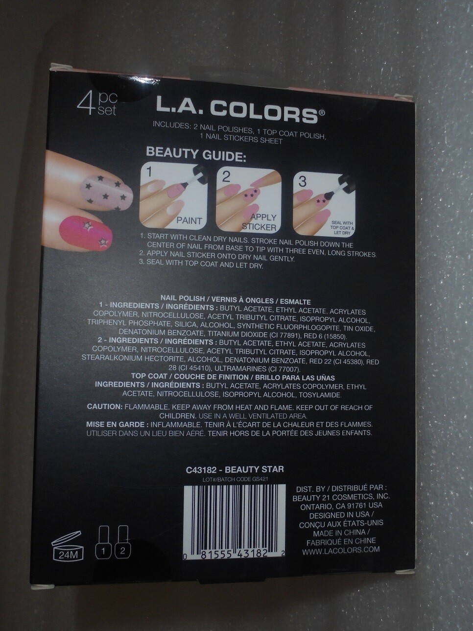 L.A. COLORS (4) PIECE MANICURE SET DESIGN KIT! NEW! MFG. SEALED! SALE!