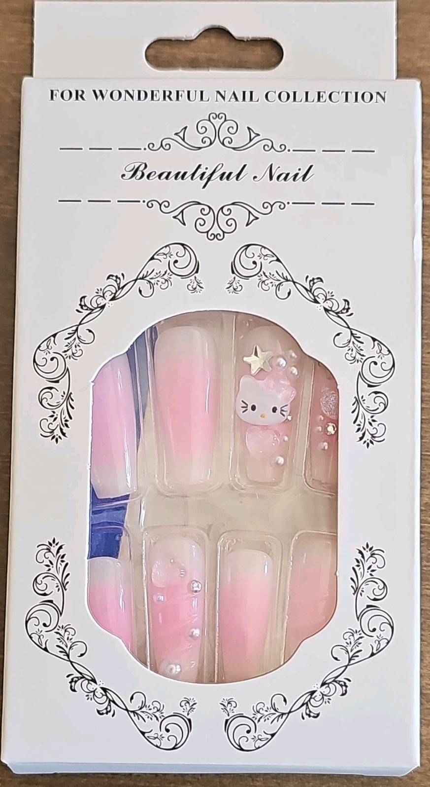 Hello Kitty Pink Ombre Press On Nails 24pc 3D Charms Coffin