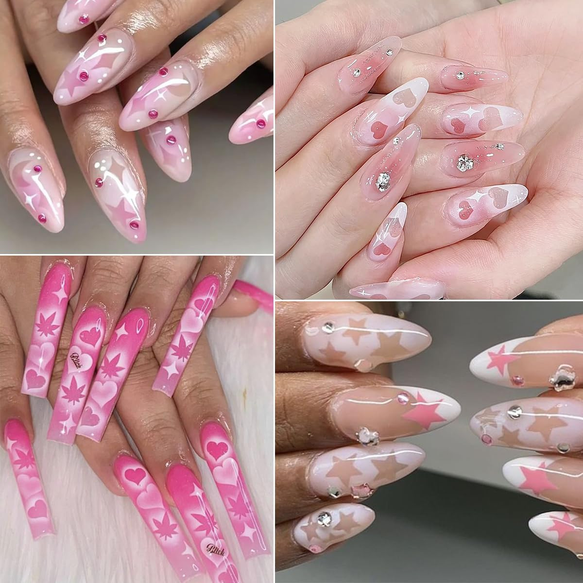 6 Sheets Airbrush Nail Stencils Heart Butterfly Flowers Flame Star Nail Art S…