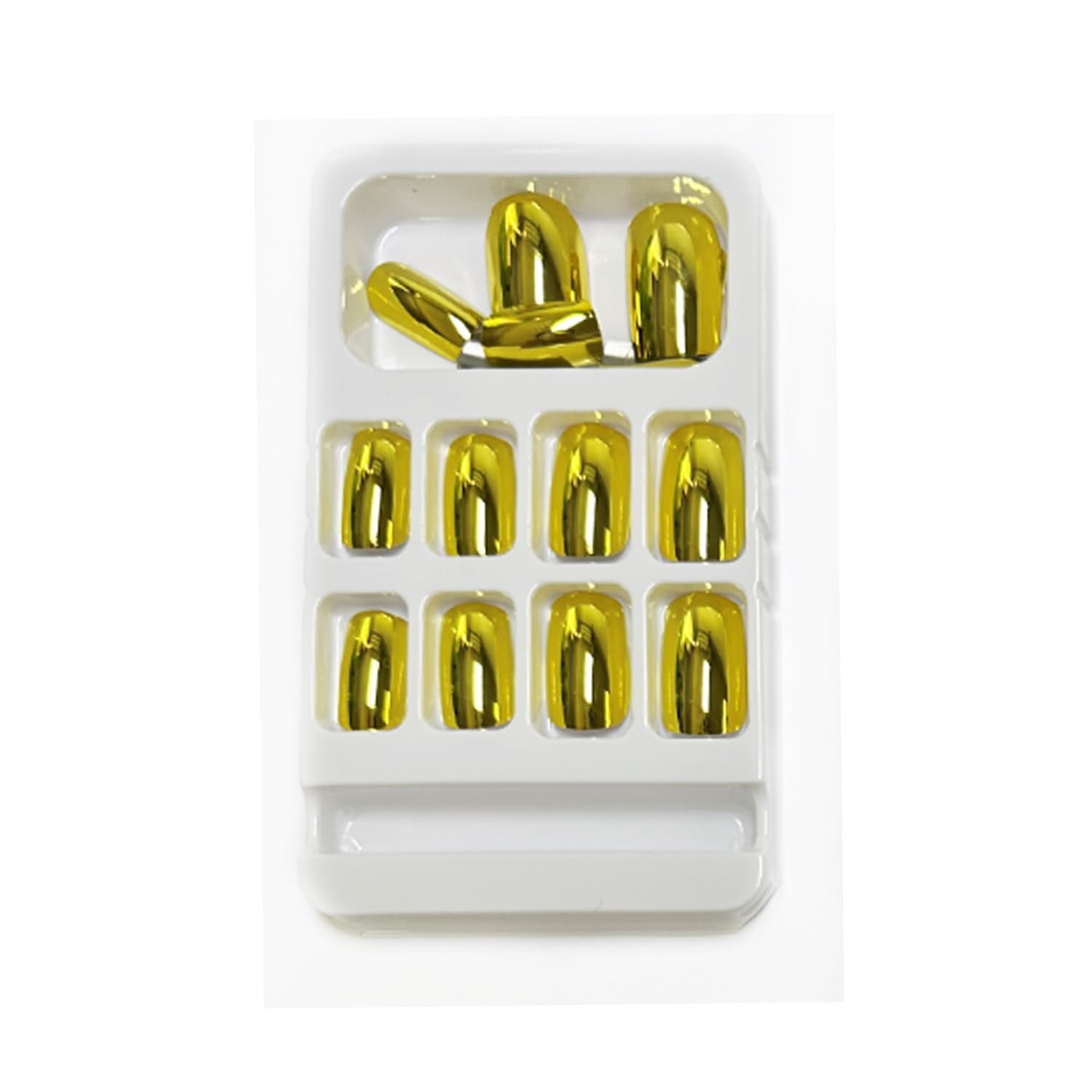 Metallic Gold Press On Nails Short Square Silver Fake Nails Acrylic Nail Tips…