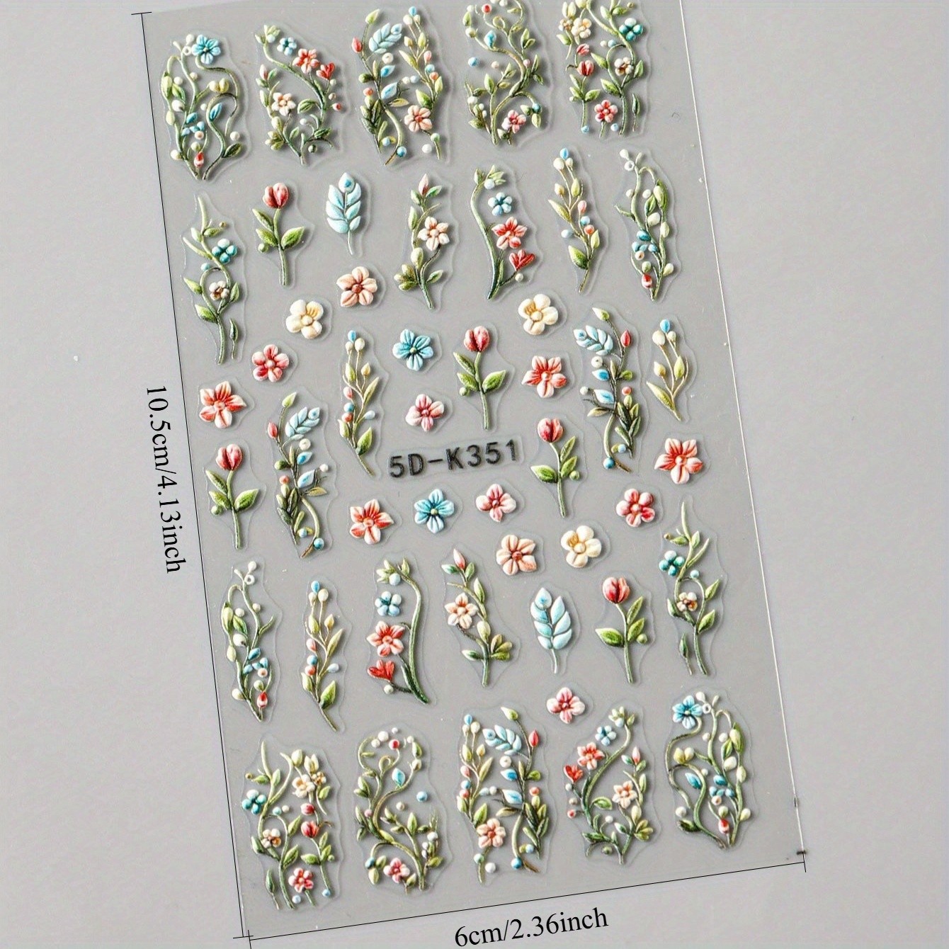 4pcs 5D Embossed Nail Stickers Green Grape Leaf Floral Self-Adhesive Nail Decor