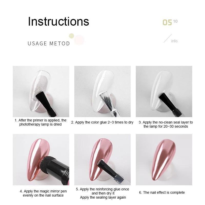 Nail Chrome PEN Mirror Powder Air Cushion Solid 14 Colours Dust Holographic Red