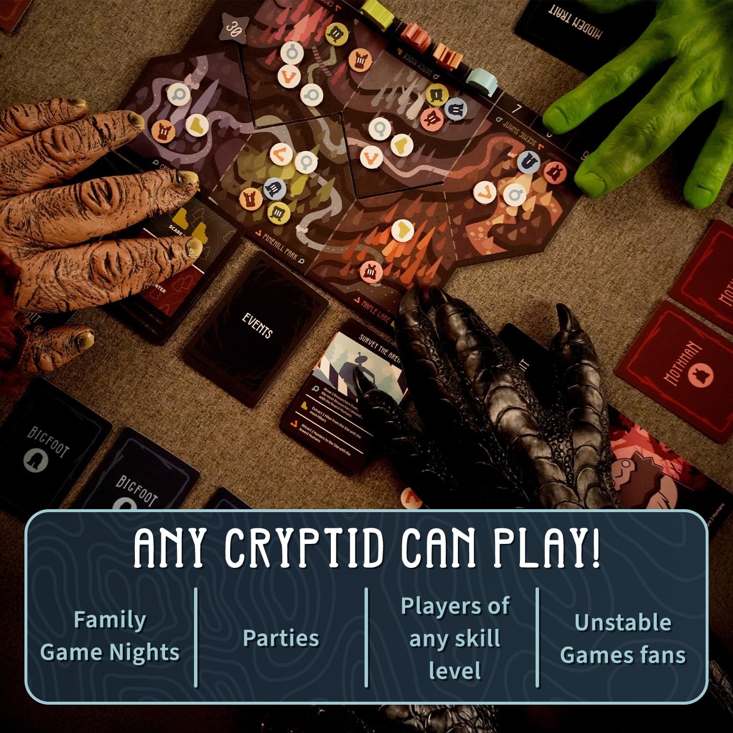 Unstable Games Twisted Cryptids Board 17.6 cm x 4.8 x 0.1 cm, Base Game