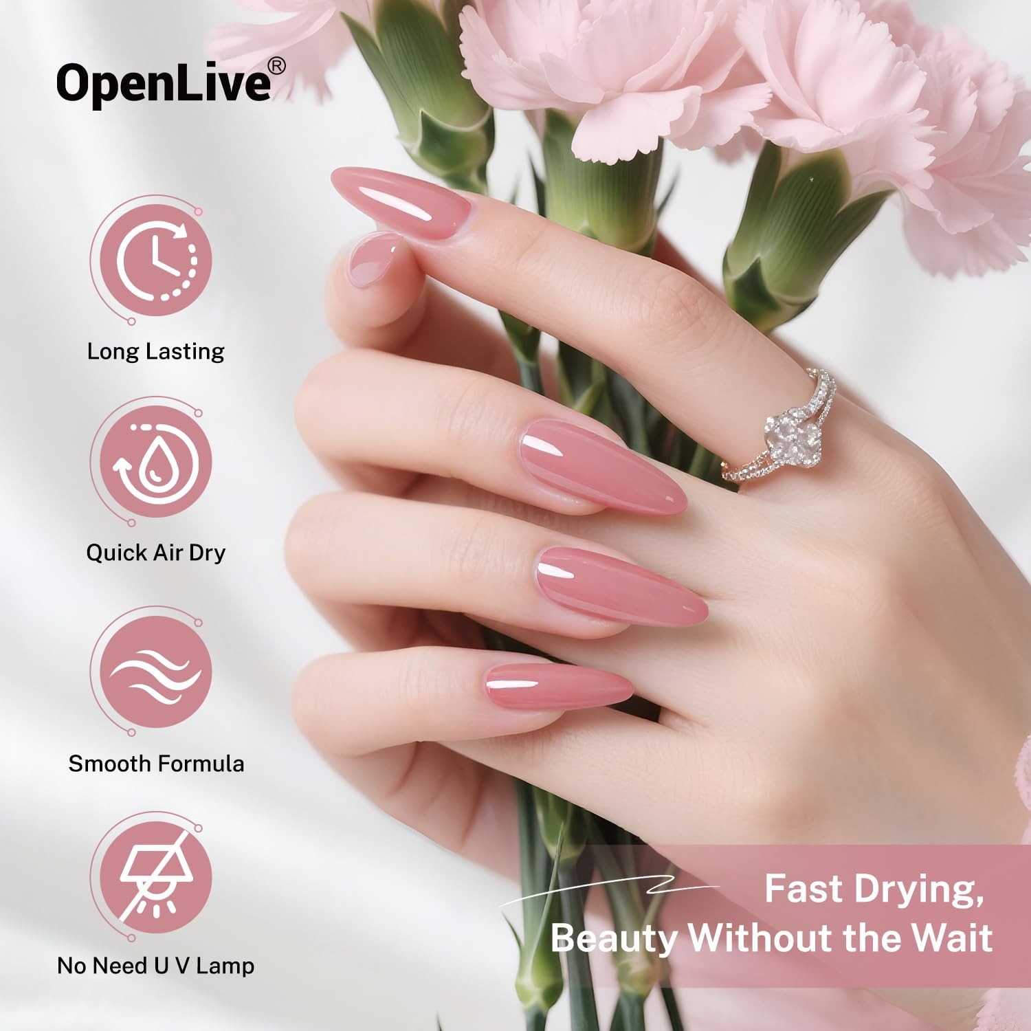 OpenLive 16.5ml Dusty Rose Nail Polish Large Volume Quick Drying Light Pink Nail