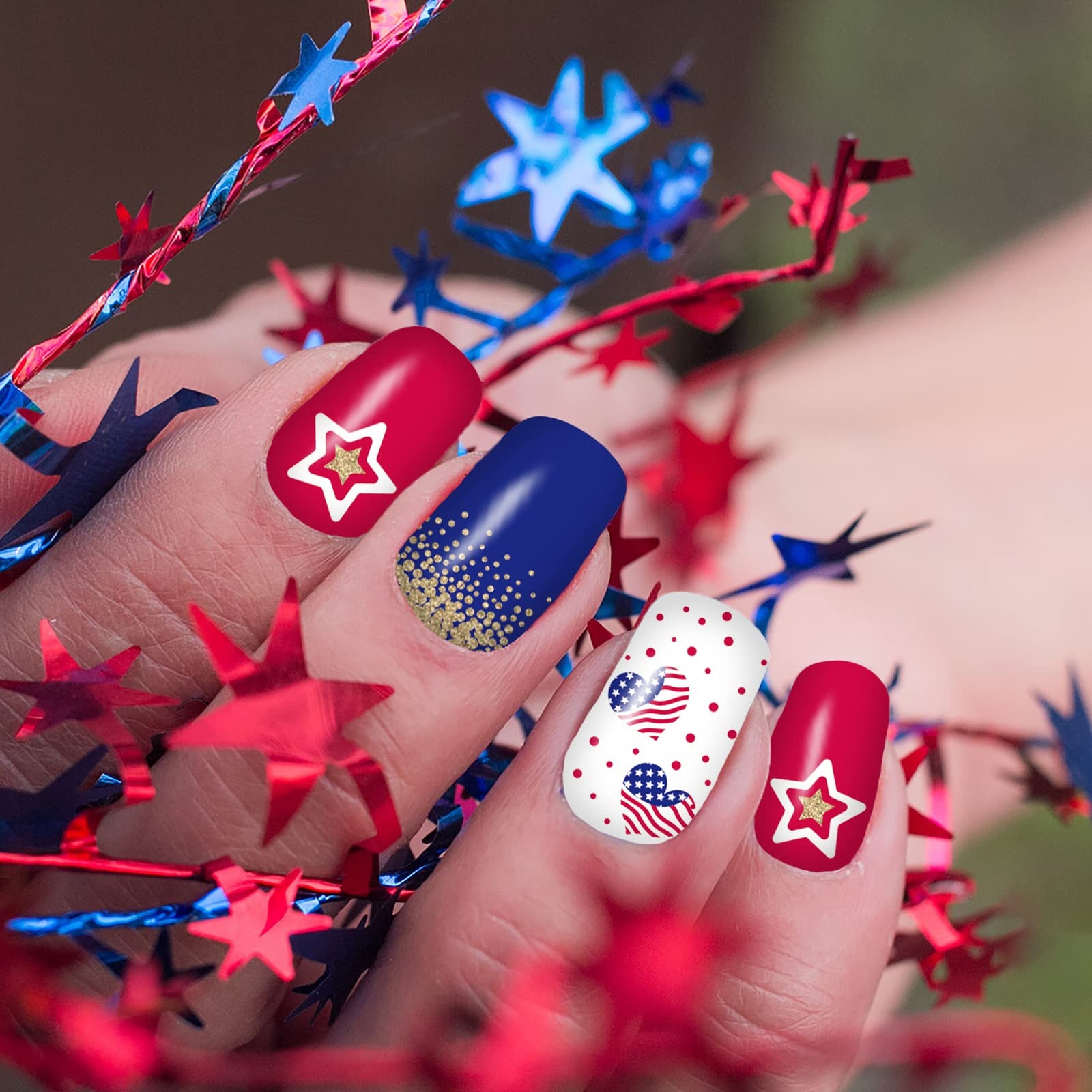 12 Sheets 4th of July Nail Wraps Stickers, Independence Day Full Nail Polish …