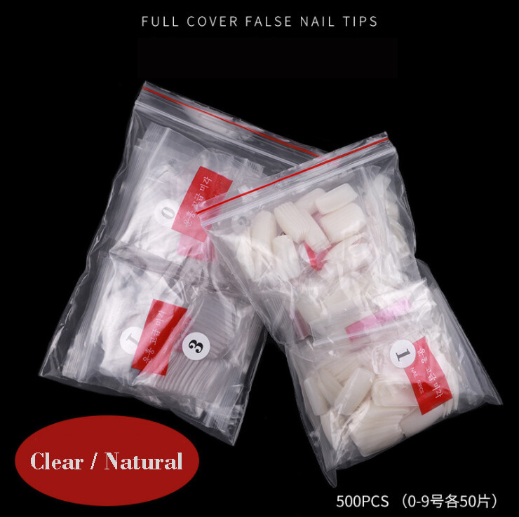 500Pcs French Half Cover Artificial False Square Nails Tips Acrylic UV Gel Clear