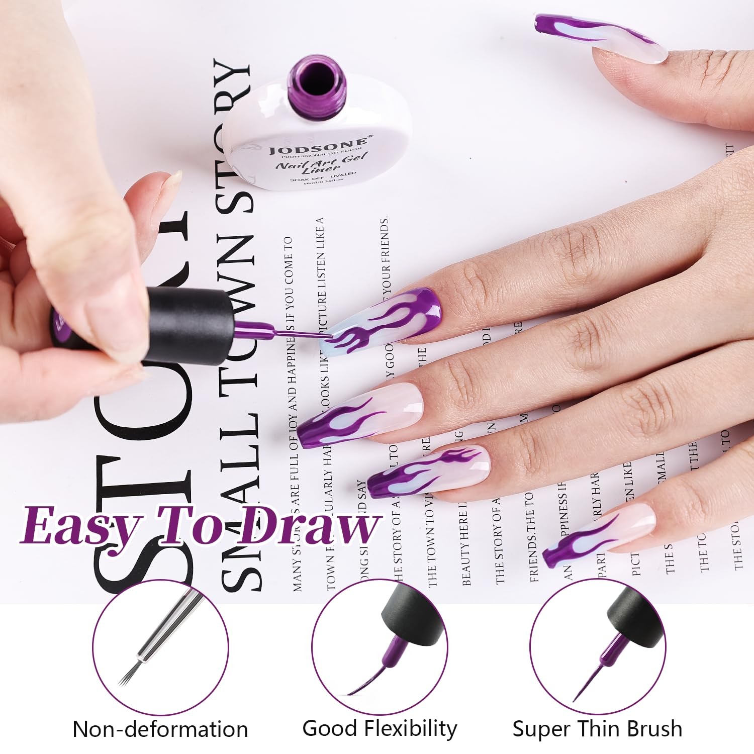 Dark Purple Swirl Nail Art Liner Gel Polish,10ml Classic Color 3D Nail Art Pe…