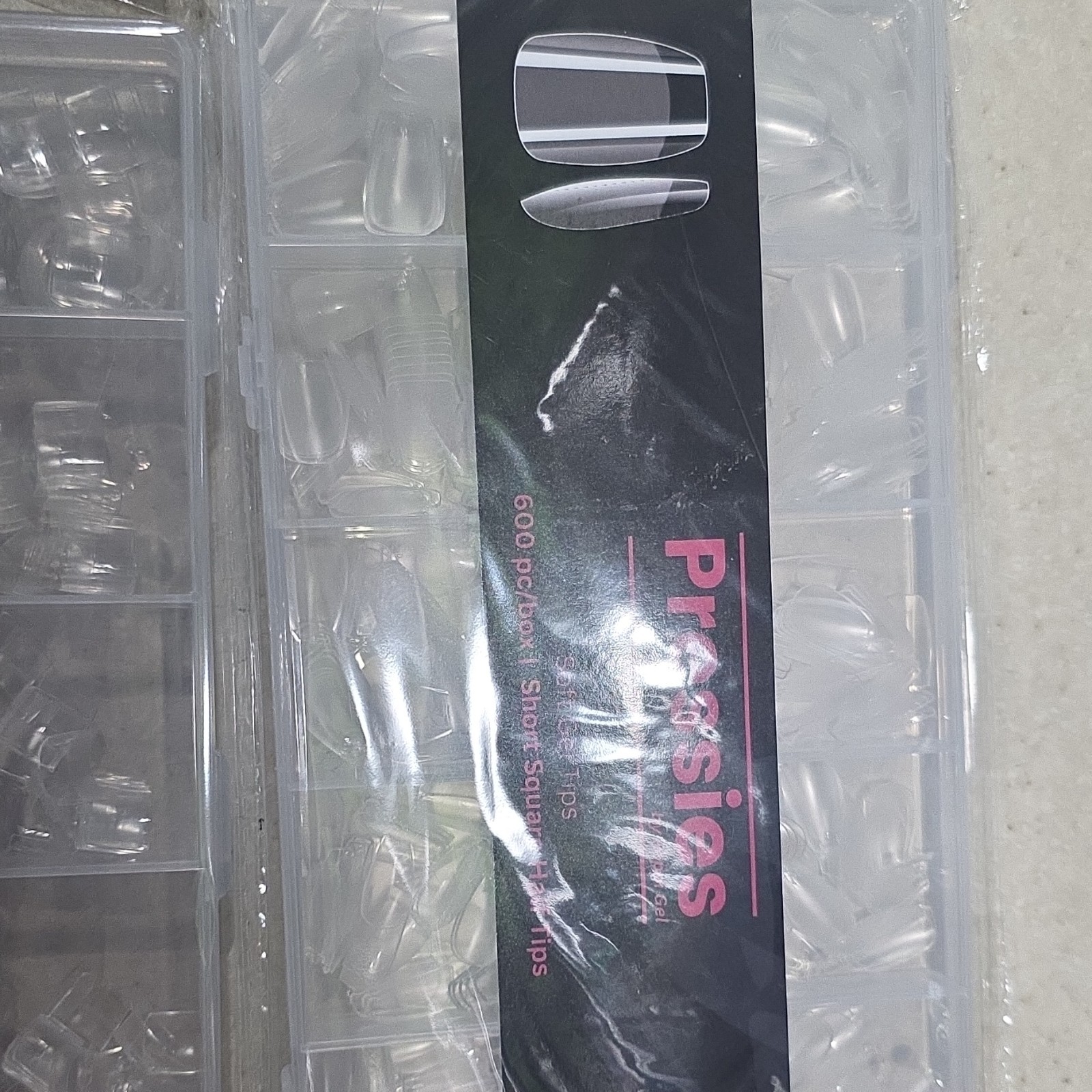 Peppi Gel Soft Gel Tips Short Square Clear Full Cover Numbered With Box