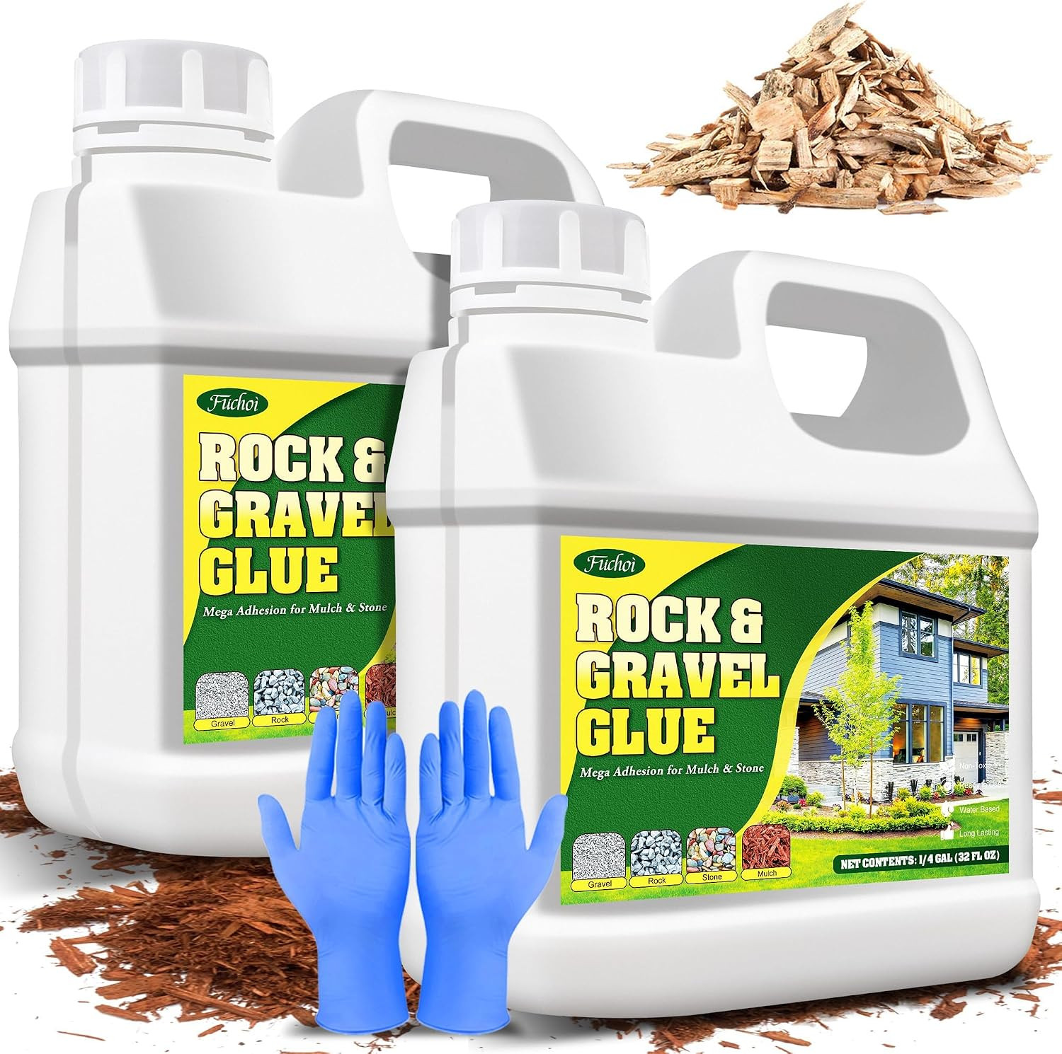 Mulch Glue, Rock Glue 0.5 Gallon / 64Oz – Fast Drying and Long Lasting Pea